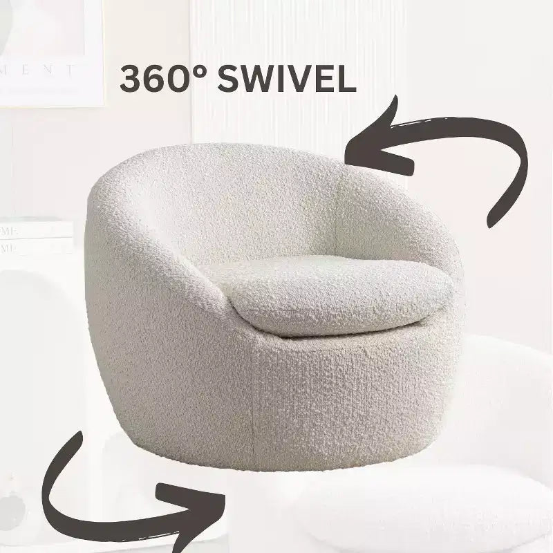 Poltrona botte moderna Winnie, girevole a 360°