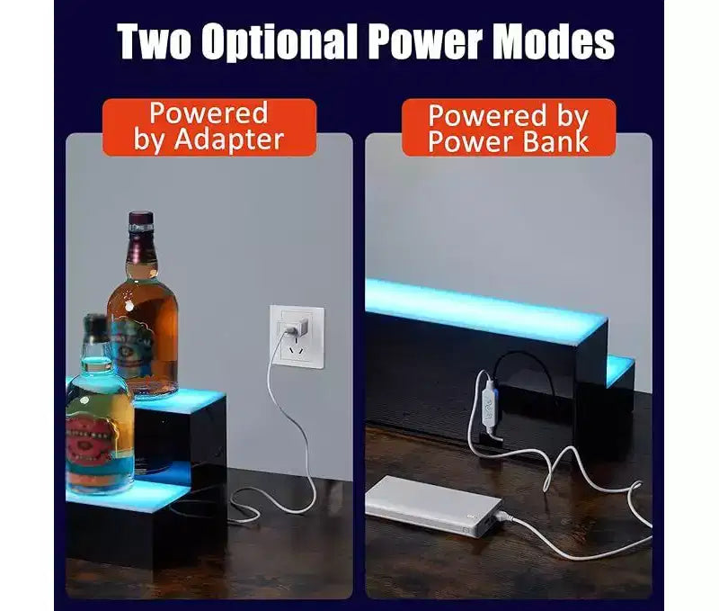 Espositore per bottiglie di liquore a LED, scaffale per bottiglie a 2 ripiani da 16 pollici con telecomando e controllo tramite app, 16 colori, 4 modalità musicali