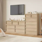Comodino a 7 cassetti per camera da letto, cassettiera alta a 7 cassetti naturale con maniglie concave, organizer in legno per soggiorno, cameretta, ingresso