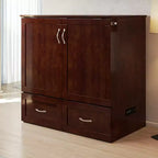 Letto a scomparsa Hamilton Twin XL con materasso da 6 pollici, cassetto portaoggetti e caricatore USB integrato, noce