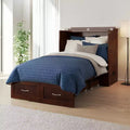 Letto a scomparsa Hamilton Twin XL con materasso da 6 pollici, cassetto portaoggetti e caricatore USB integrato, noce