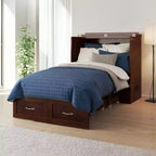 Letto a scomparsa Hamilton Twin XL con materasso da 6 pollici, cassetto portaoggetti e caricatore USB integrato, noce