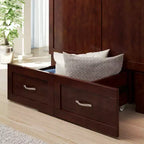 Letto a scomparsa Hamilton Twin XL con materasso da 6 pollici, cassetto portaoggetti e caricatore USB integrato, noce