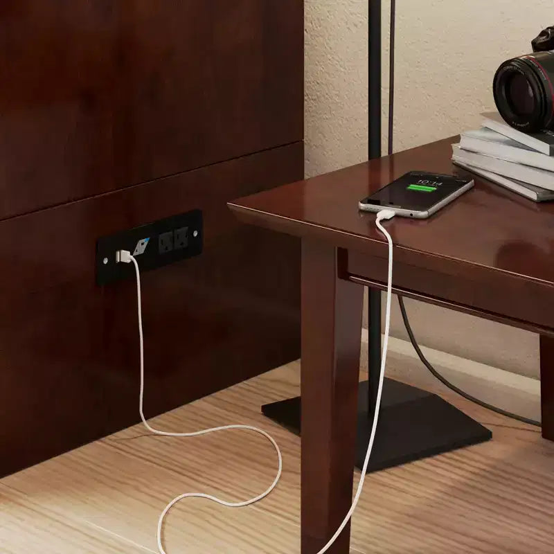 Letto a scomparsa Hamilton Twin XL con materasso da 6 pollici, cassetto portaoggetti e caricatore USB integrato, noce