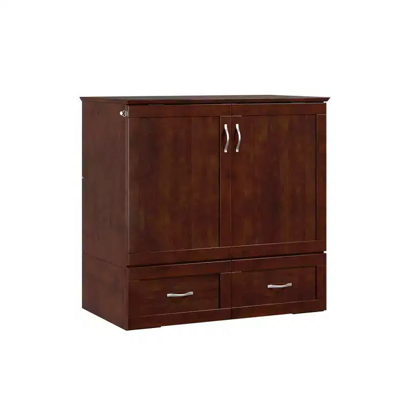 Letto a scomparsa Hamilton Twin XL con materasso da 6 pollici, cassetto portaoggetti e caricatore USB integrato, noce