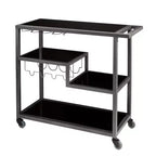 Holly & Martin Zephs Bar Cart - Gunmetal Gray w/ Black Glass - SEI