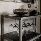 Carrello bar Zephs - Grigio canna di fucile con vetro nero