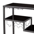 Carrello bar Zephs - Grigio canna di fucile con vetro nero