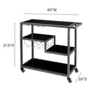 Carrello bar Zephs - Grigio canna di fucile con vetro nero