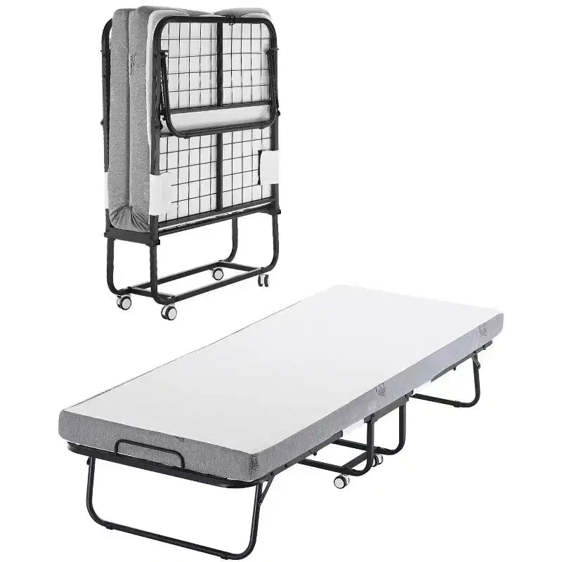 VEVOR Rollaway Bed, 31 in x 75 in Folding Bed with 4 in Mattress, Twin Size Foldable Bed with Sturdy Metal Frame & Memory Foam Mattress
