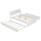 Base letto a piattaforma Twin/Full con letto estraibile Twin / 2 cassetti, Bianco/Quercia chiara