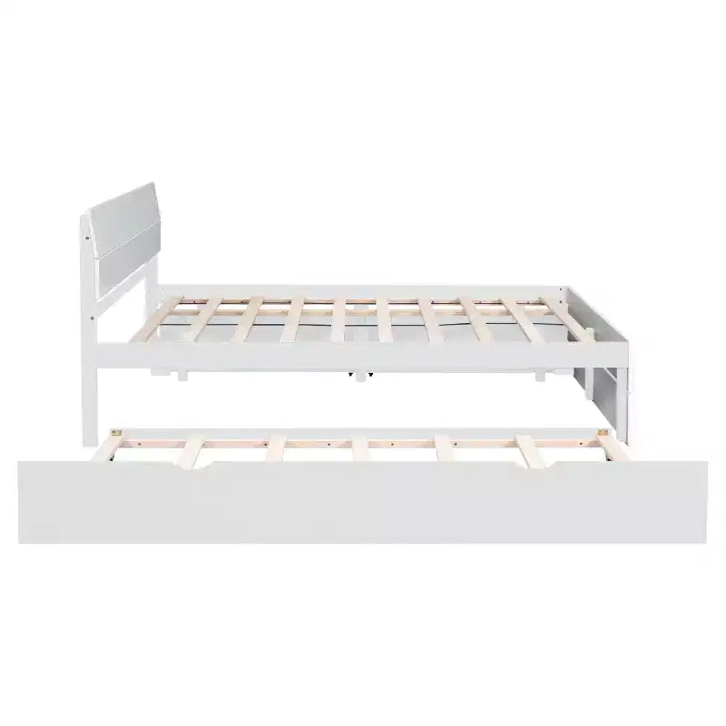 Base letto a piattaforma Twin/Full con letto estraibile Twin / 2 cassetti, Bianco/Quercia chiara