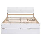 Base letto a piattaforma Twin/Full con letto estraibile Twin / 2 cassetti, Bianco/Quercia chiara