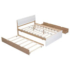 Base letto a piattaforma Twin/Full con letto estraibile Twin / 2 cassetti, Bianco/Quercia chiara