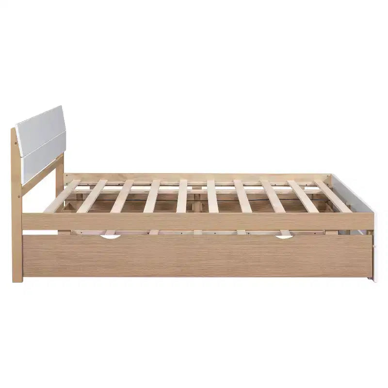 Base letto a piattaforma Twin/Full con letto estraibile Twin / 2 cassetti, Bianco/Quercia chiara