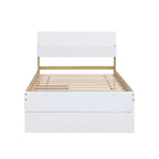 Base letto a piattaforma Twin/Full con letto estraibile Twin / 2 cassetti, Bianco/Quercia chiara