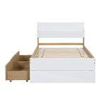 Base letto a piattaforma Twin/Full con letto estraibile Twin / 2 cassetti, Bianco/Quercia chiara