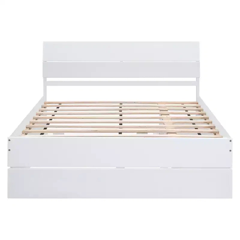 Base letto a piattaforma Twin/Full con letto estraibile Twin / 2 cassetti, Bianco/Quercia chiara