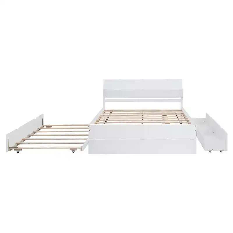 Base letto a piattaforma Twin/Full con letto estraibile Twin / 2 cassetti, Bianco/Quercia chiara