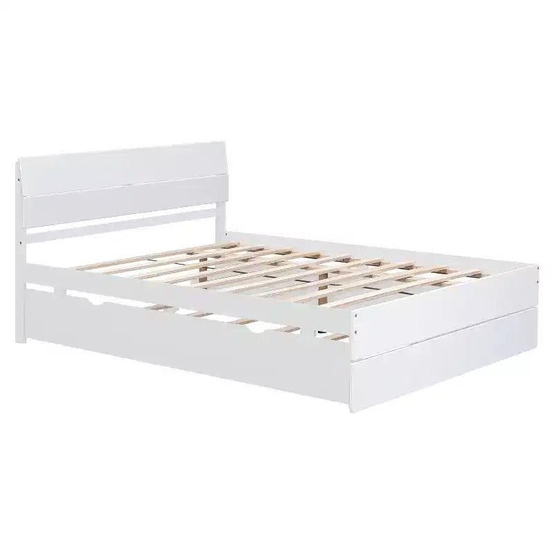 Base letto a piattaforma Twin/Full con letto estraibile Twin / 2 cassetti, Bianco/Quercia chiara