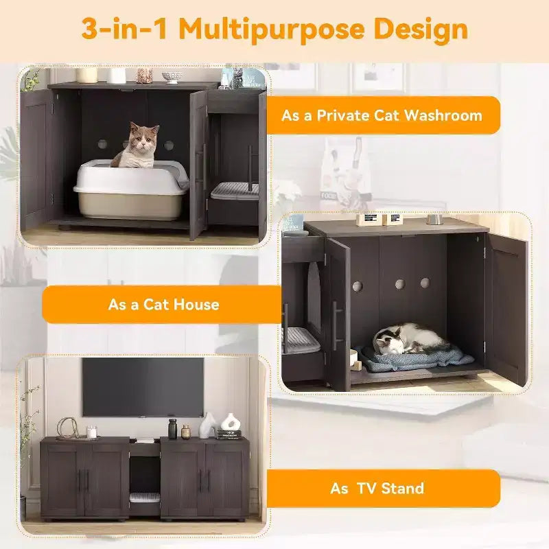 Mobili contenitori decorativi, copertura per lettiera per 2 gatti con tiragraffi e piedini