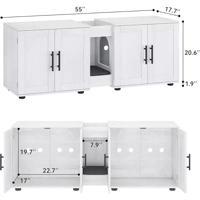 Mobili contenitori decorativi, copertura per lettiera per 2 gatti con tiragraffi e piedini