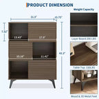 Mobiletto espositore a 3 livelli Mid-Century Modern con ante, credenza in legno, mobiletto d'accento con gambe robuste per soggiorno, sala da pranzo, cucina, corridoio