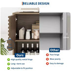 Mobiletto espositore a 3 livelli Mid-Century Modern con ante, credenza in legno, mobiletto d'accento con gambe robuste per soggiorno, sala da pranzo, cucina, corridoio