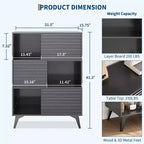 Mobiletto espositore a 3 livelli Mid-Century Modern con ante, credenza in legno, mobiletto d'accento con gambe robuste per soggiorno, sala da pranzo, cucina, corridoio