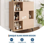 Mobiletto espositore a 3 livelli Mid-Century Modern con ante, credenza in legno, mobiletto d'accento con gambe robuste per soggiorno, sala da pranzo, cucina, corridoio