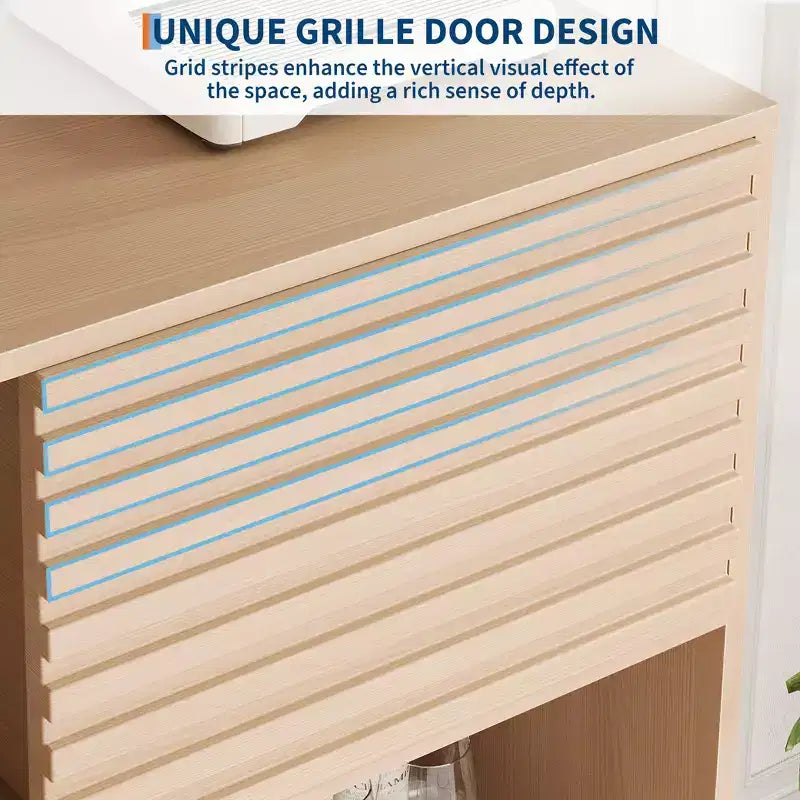 Mobiletto espositore a 3 livelli Mid-Century Modern con ante, credenza in legno, mobiletto d'accento con gambe robuste per soggiorno, sala da pranzo, cucina, corridoio