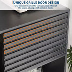 Mobiletto espositore a 3 livelli Mid-Century Modern con ante, credenza in legno, mobiletto d'accento con gambe robuste per soggiorno, sala da pranzo, cucina, corridoio
