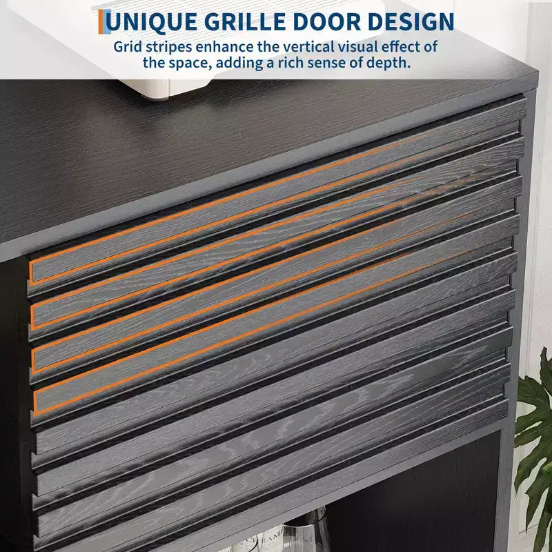 Mobiletto espositore a 3 livelli Mid-Century Modern con ante, credenza in legno, mobiletto d'accento con gambe robuste per soggiorno, sala da pranzo, cucina, corridoio