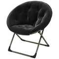 Saucer Chair, Comfy Chair Faux Fur Lounge Moon Chair with Folding Metal Frame, Flower Accent Seat