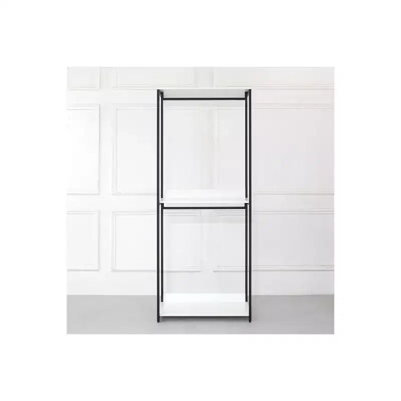 HomeStock 77.7 in.H x 31.5 in.W White Wood Composite Closet System for Universal Storage with Storage Bins