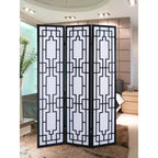 MAYEERTY 3 Panel Room Divider Screen Windopane Design Black for Home