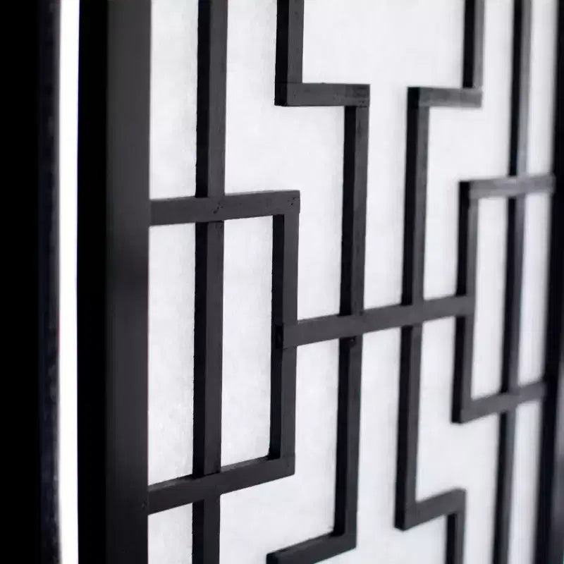 Divisorio a 3 pannelli, design a finestre, nero per la casa