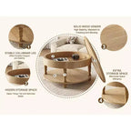 Tavolino rotondo da caffè Navia Modern Wooden 31 con contenitore e ripiano