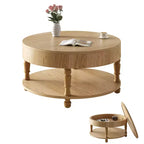 Tavolino rotondo da caffè Navia Modern Wooden 31 con contenitore e ripiano