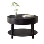 Tavolino rotondo da caffè Navia Modern Wooden 31 con contenitore e ripiano