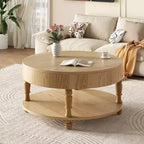 Tavolino rotondo da caffè Navia Modern Wooden 31 con contenitore e ripiano