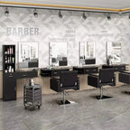 Specchio da parete per parrucchiere, specchio per salone attrezzato per parrucchieri bagno, nero