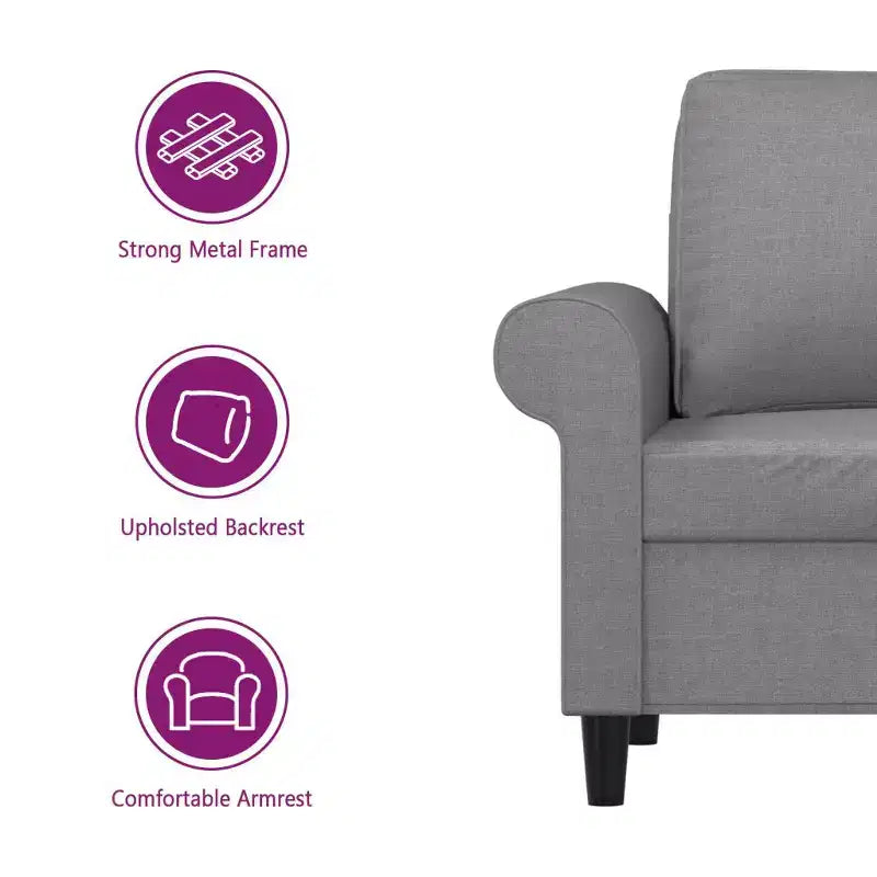 Divano a 2 Posti Grigio Chiaro - Stile Moderno con Tessuto Resistente, Robusta Struttura in Metallo e Compensato, Sedute Confortevoli e Facile Montaggio