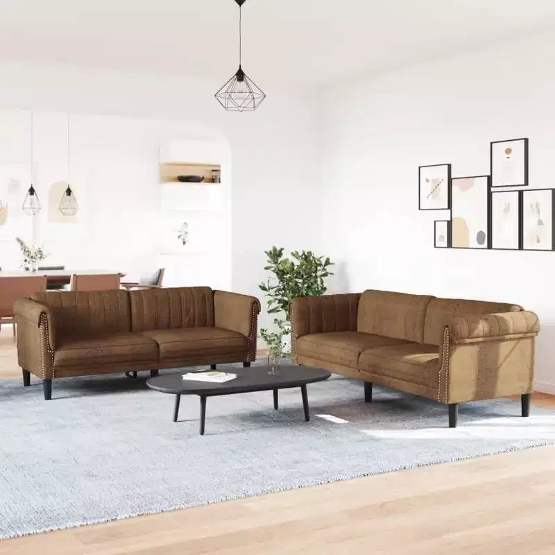 Divano in Velluto Marrone, Divanetto e Poltrona, Mobili Moderni per Soggiorno con Gambe Robuste e Comfort Morbido