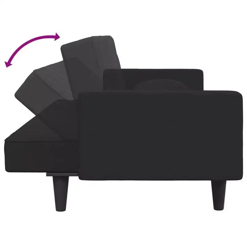 Divano Velluto Nero (100% poliestere), legno, plastica Grande
