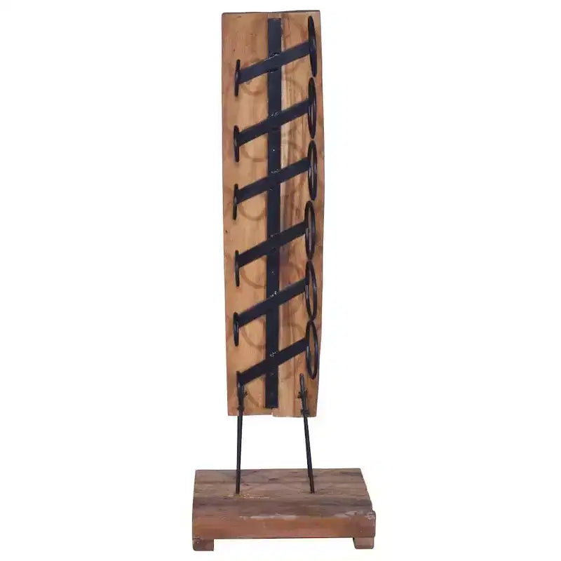 Portabottiglie per 6 Bottiglie 13.8x13.8x39.4 in Legno Massello di Teak