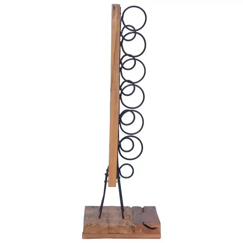 Portabottiglie per 6 Bottiglie 13.8x13.8x39.4 in Legno Massello di Teak