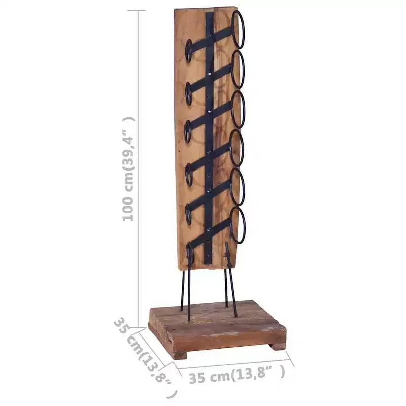 Portabottiglie per 6 Bottiglie 13.8x13.8x39.4 in Legno Massello di Teak