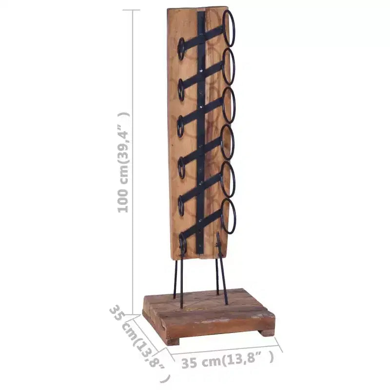 Portabottiglie per 6 Bottiglie 13.8x13.8x39.4 in Legno Massello di Teak