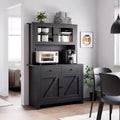 Freestanding Kitchen Pantry Cabinet with Microwave Stand, Tall Hutch Cabinet with Buffet Cupboard, Adjustable Shelves Storage for Dining Room